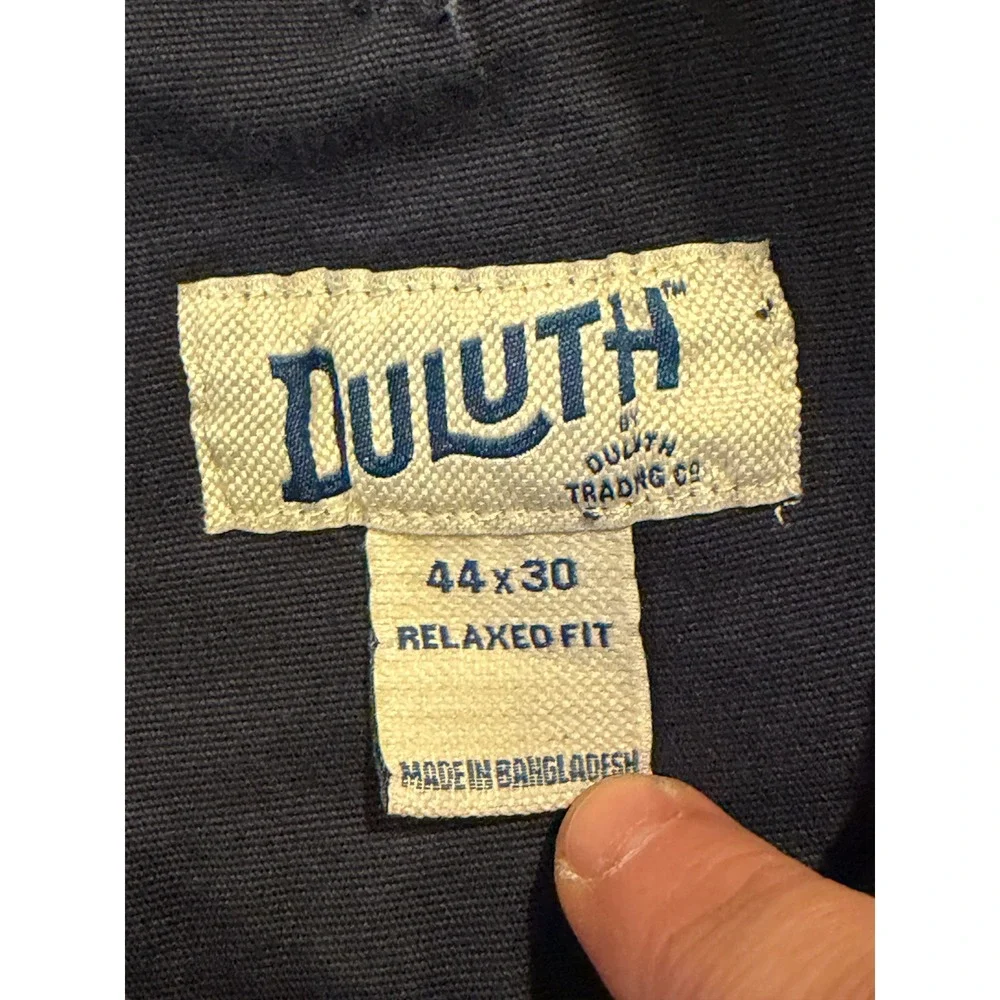 Duluth Trading Co Work Pants Mens 44x30 Navy Flex Fire Hose Relaxed Fit Canvas